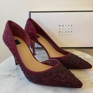 WHBM Ella Grenadine Ruby Red Ombré Crystal Heels